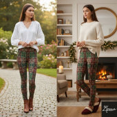 Plaid Tartan Christmas Red Green Traditional Leggings