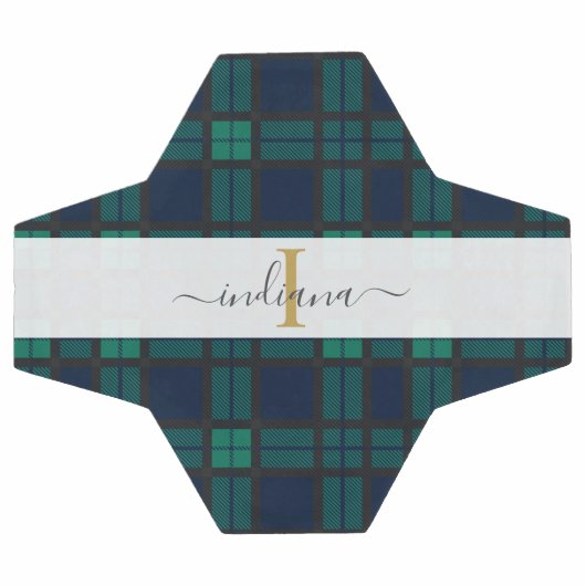 Plaid Tartan Classique Monogramme Nom Script (Plat)