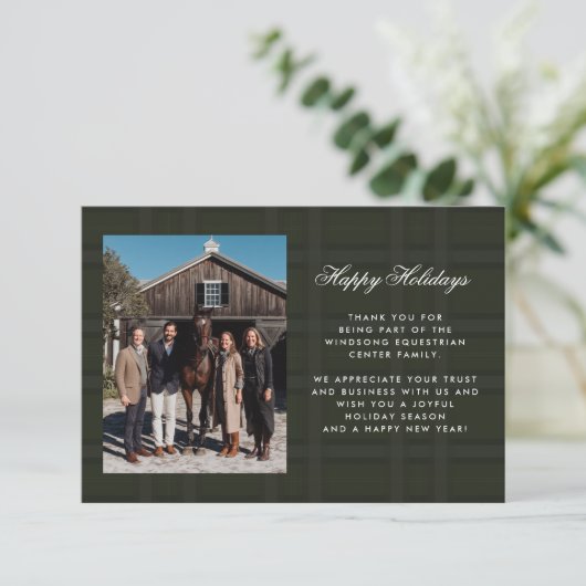 Plaid Tartan Equestrian Barn Ranch Business Bedankkaart (Staand voorkant)