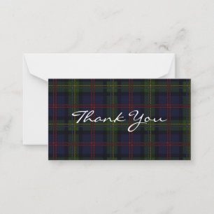 Plaid Tartan Malcolm Script Dank je Notitiekaartje