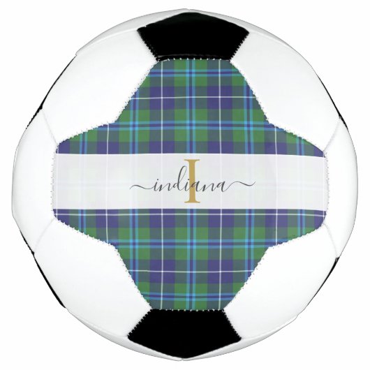 Plaid Tartan Monogramme Classique Nom Script (Devant)