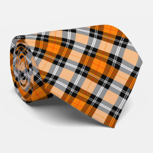 Plaid / tartan patroon sinaasappel en zwart stropdas