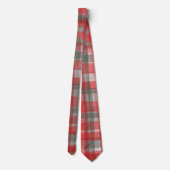 Plaid tartan rood grijs taupe abstracte controle stropdas (Achterkant)