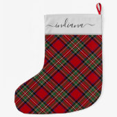 Plaid Tartan Stewart Red Green Rustic Grote Kerstsok (Achterkant)