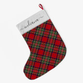 Plaid Tartan Stewart Red Green Rustic Grote Kerstsok (Achterkant (Hangend))