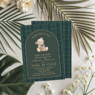  plaid teddybeer Polo Luxe baby shower I Kaart