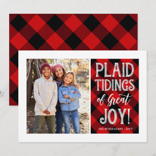 Plaid Tidings Rood Foto Feestdagenkaart
