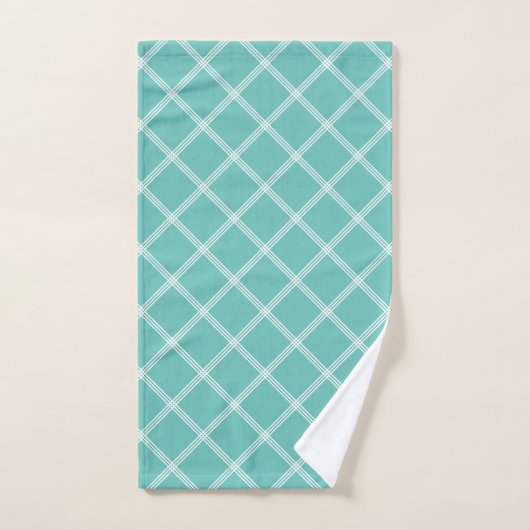 Plaid Turquoise et blanc classique (Serviette à main)