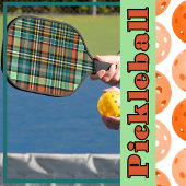 Plaid Turquoise Grijs Geel Sinaasappel MInt Groen Pickleball Paddle