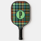 Plaid Turquoise Grijs Sinaasappel MInt Groen Perso Pickleball Paddle (Voorkant)
