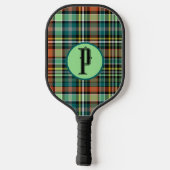 Plaid Turquoise Grijs Sinaasappel MInt Groen Perso Pickleball Paddle (Achterkant)