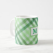plaid vert, monogramme, ferme, tasse rustique (Devant gauche)