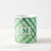 plaid vert, monogramme, ferme, tasse rustique (Centre)