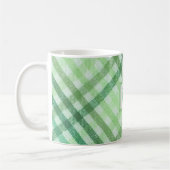 plaid vert, monogramme, ferme, tasse rustique (Gauche)