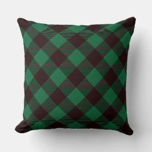 Plaid Vert / Plaid Noir À damiers Coussin
