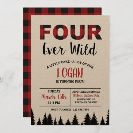 Plaid Vierde Verjaardag Uitnodiging Vier Ooit Wild