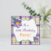 Plaid violet coloré 65e anniversaire Invitation (Debout devant)