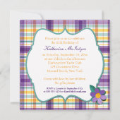 Plaid violet coloré 65e anniversaire Invitation (Dos)