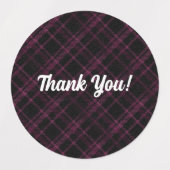 Plaid violet | MERCI | Étiquettes étanches rondes (Design 1)