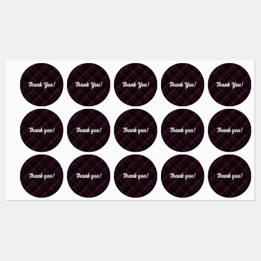 Plaid violet | MERCI | Étiquettes étanches rondes (Feuille)