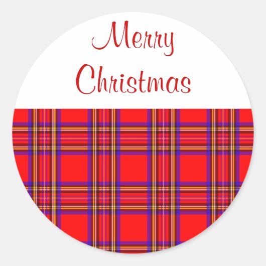 Plaid Vrolijke Kerst Stickers (Voorkant)