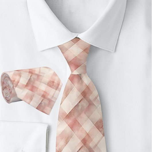 Plaid Weave Peach Pink Spring Stropdas