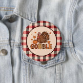 Plaid & Whimsy – Festive Thanksgiving Turkey Ronde Button 4,0 Cm (In situ)