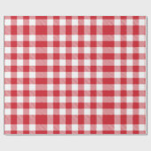Plaid White Red Gingham Check rustieke vakantie Cadeaupapier (Vlak)