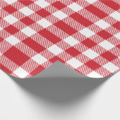Plaid White Red Gingham Check rustieke vakantie Cadeaupapier (Hoek)