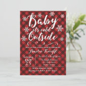 Plaid Winter Snowflake Baby Shower Invitations (Debout devant)