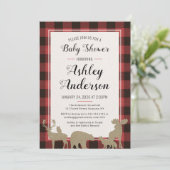 Plaid Woodland Animals Baby shower Kaart (Staand voorkant)