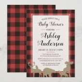 Plaid Woodland Animals Baby shower Kaart (Voorkant / Achterkant)