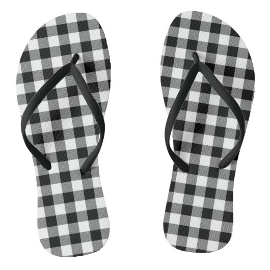 Plaid - Zwart Wit - Emo - Paar Teenslippers (Voetbed)