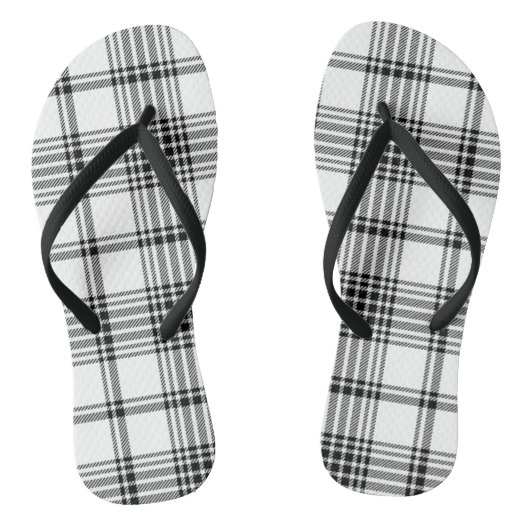 Plaid - Zwart Wit - Emo - Paar Teenslippers (Voetbed)