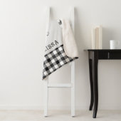 Plaid Zwart Wit Gingham Custom Sherpa Deken (In situ)