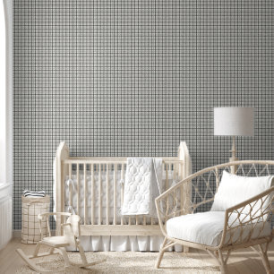 Plaid Zwart-wit Noodlijdende Medium Decor Behang