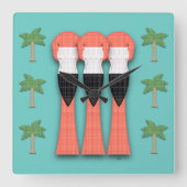 Plaidmingos vierkante wandklok vierkante klok (Voorkant)