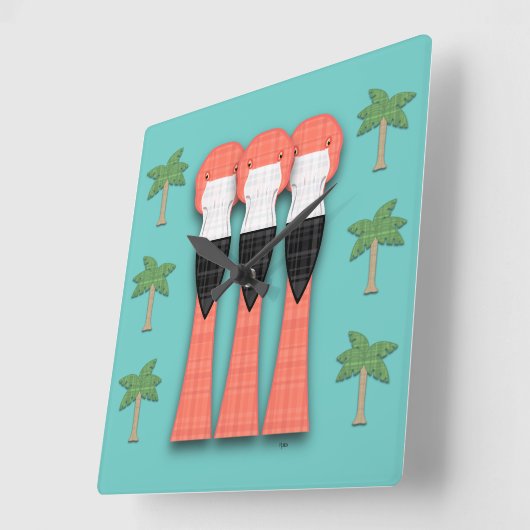 Plaidmingos vierkante wandklok vierkante klok (Hoek)