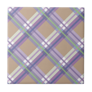 Plaids, Checkings, Tartans Sand Lavender en Mint Tegeltje