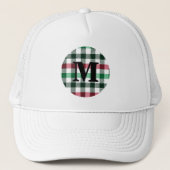 Plaids Preppy Kleuren Aangepaste Monogram Trucker Pet (Voorkant)