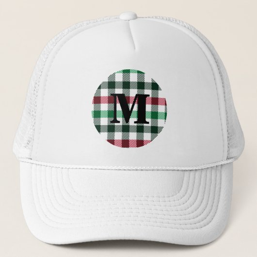 Plaids Preppy Kleuren Aangepaste Monogram Trucker Pet (Voorkant)