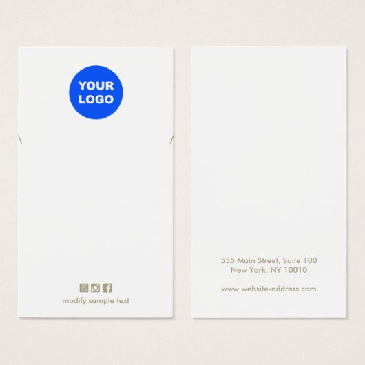 Plain Ajouter Votre Logo Collier Bracelet Carte d' (Devant & derrière)