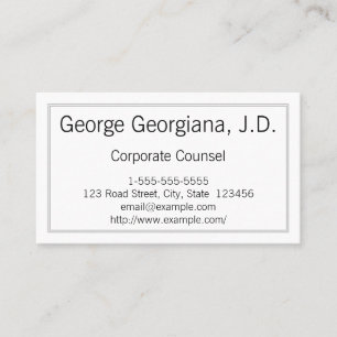 Plain and Minimal Corporate Counsel Visitekaartje