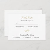 Plain and Simple White Gold Classic R.S.V.P. RSVP Kaartje (Voorkant / Achterkant)