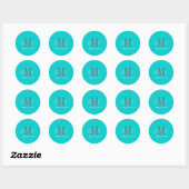 Plain Aqua Blue+Graphite Monogram stickers (Vel)