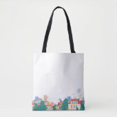Plain bag with street scene along the base draagtas (Voorkant)