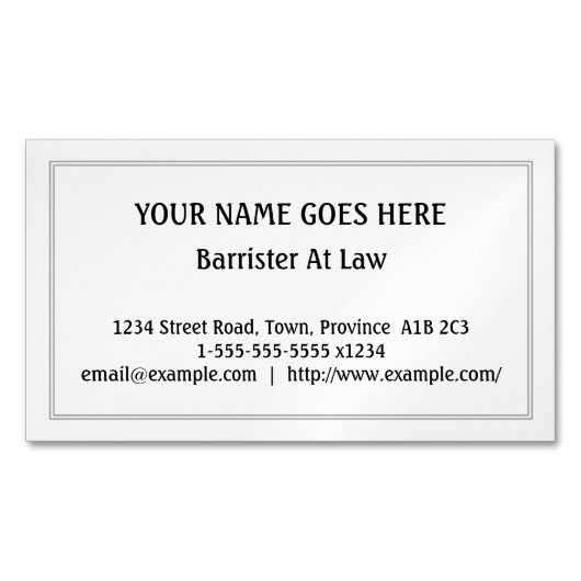 Plain Barrister bij Law Magnetic Visitekaartje Magnetisch Visitekaartje (Voorkant)