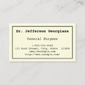 Plain & Basic General Surgeon Visitekaartje (Voorkant)
