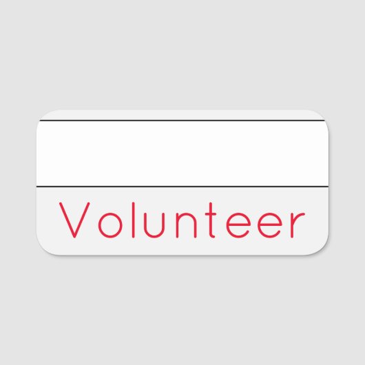 Plain, Basic-naam "vrijwilliger" Naamplaatje (Voorkant)