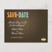 Plain, Bleu + Brown Enregistrer la date Carte post (Dos)